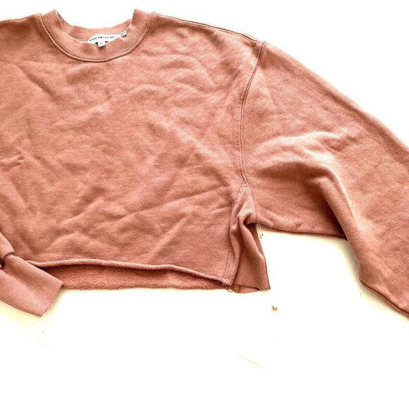 Good American Women's Sweater Sz 0 Dusty Pink Cropped & Cool Sweatshirt Pullover - Picture 3 of 6